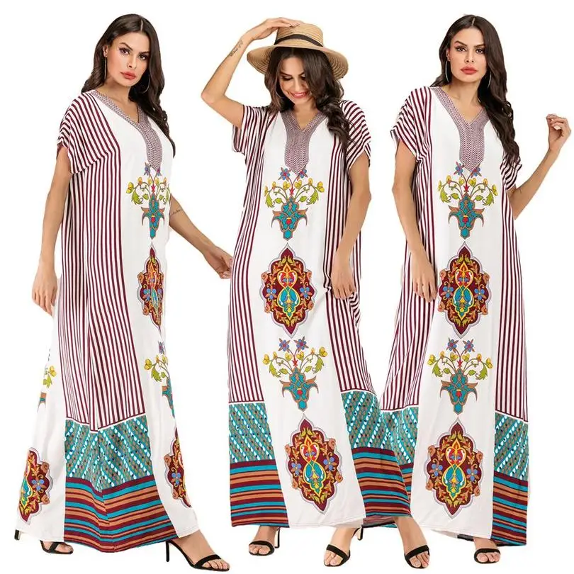 Вышивка кафтан принт абайя женское мусульманское длинное платье для девочки