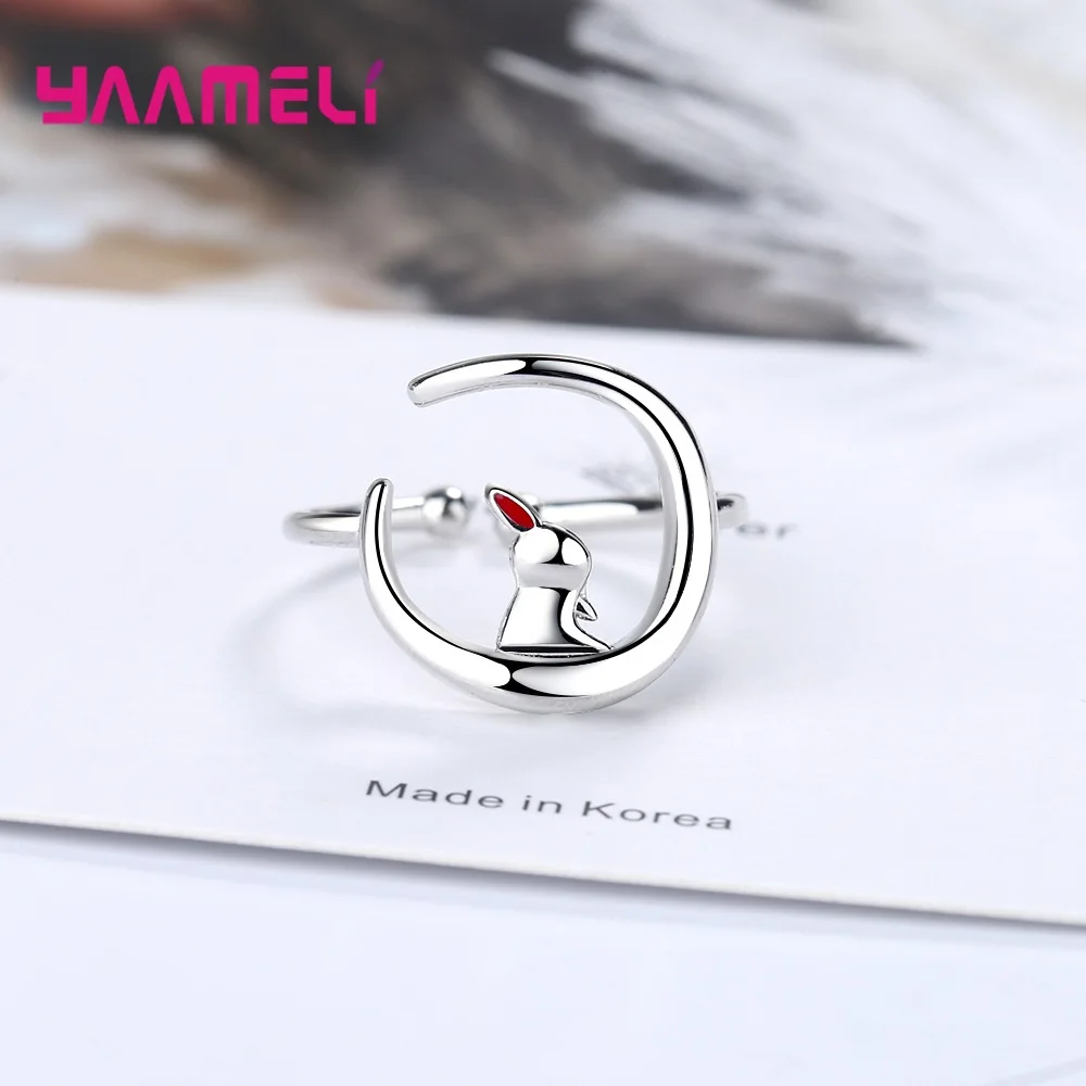 

Top Brand New Design 925 Sterling Silver Rabbit Cocktail Opening Ring For Women Girl Fine Jewelry