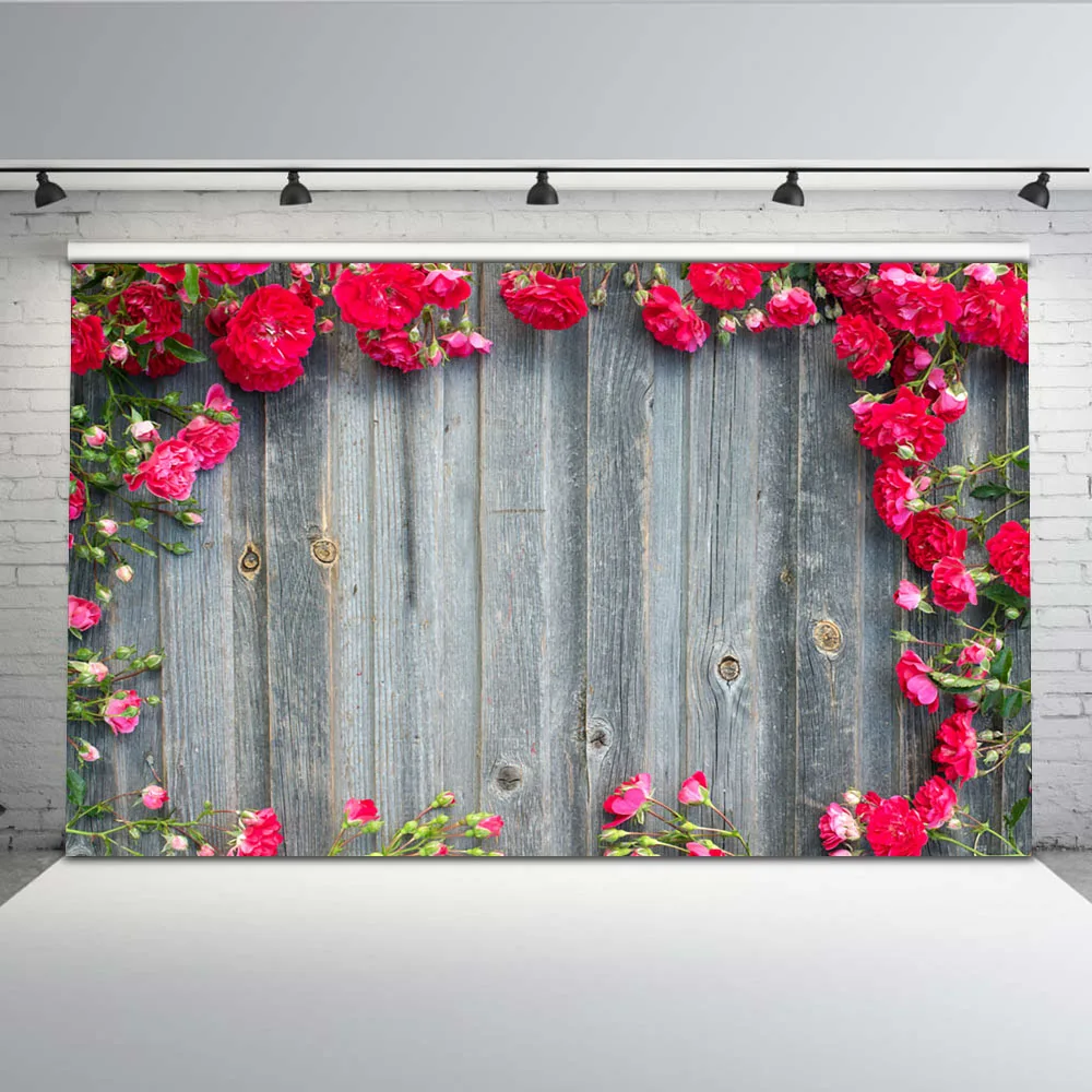 

Red Flower Background for Photography Mother's Day Backdrop for Family Photographic Photo Studio Props