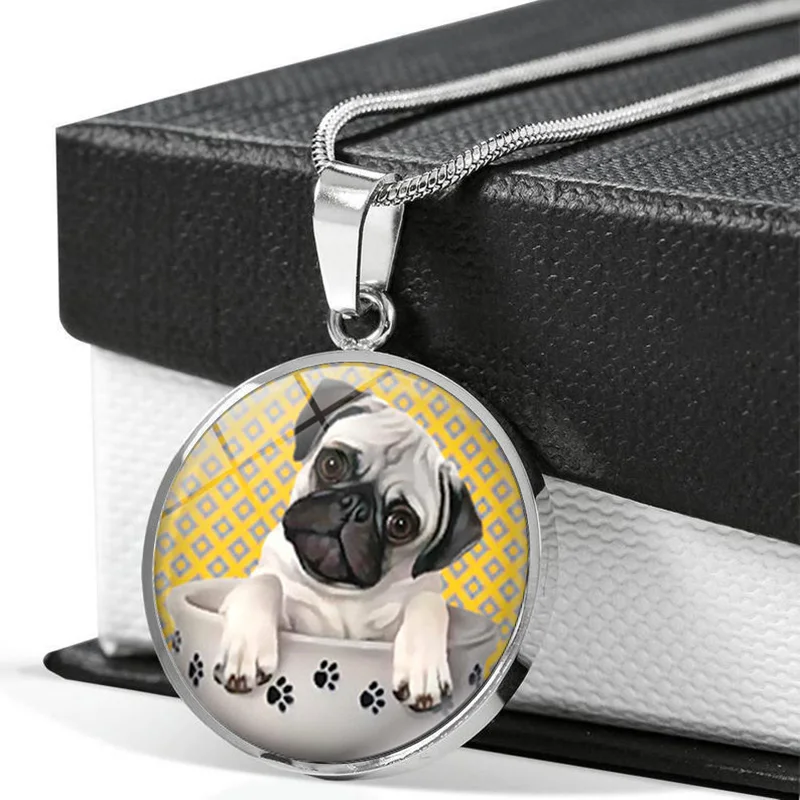 Кулоны из стекла с изображением мопса модные ювелирные изделия для в чайной