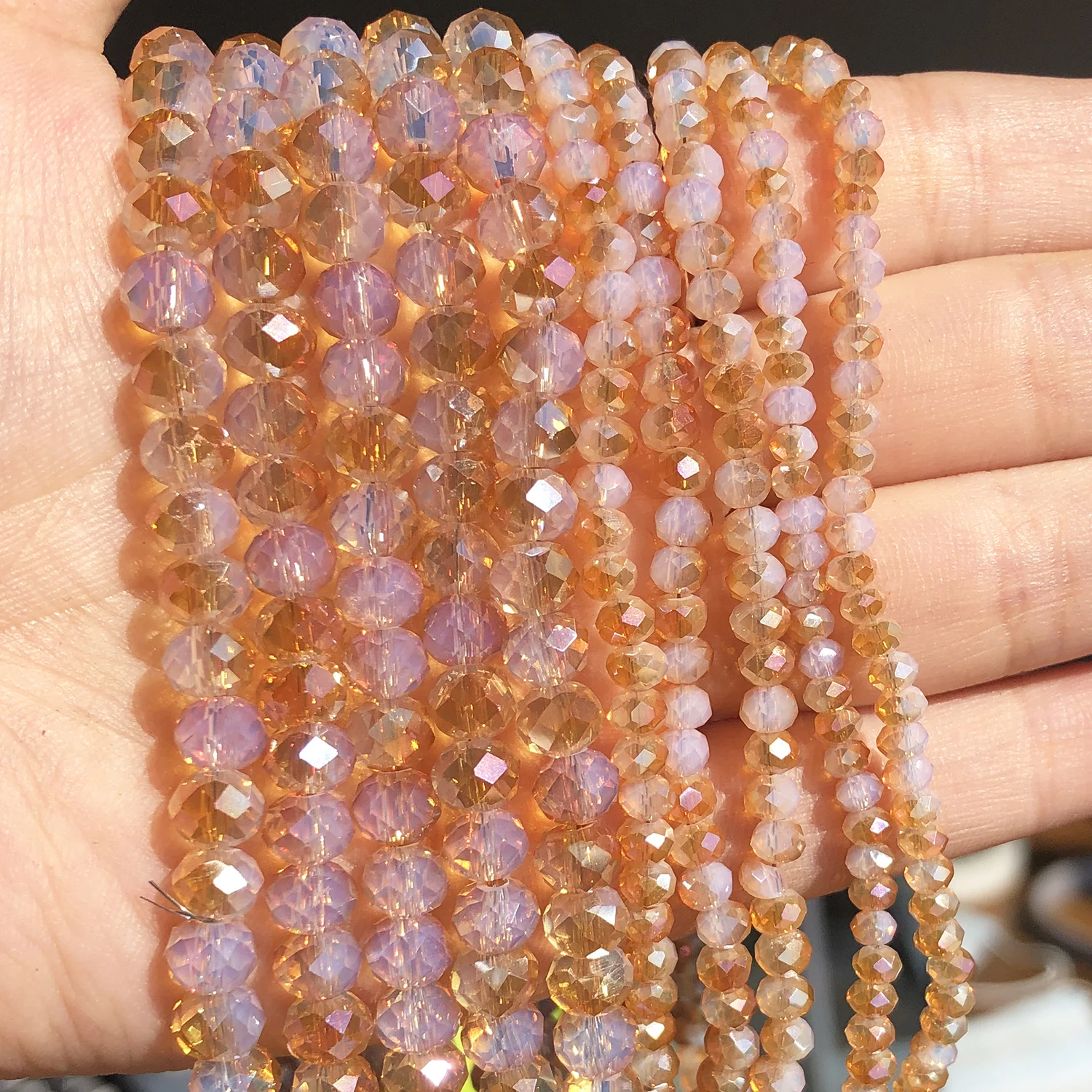 

Faceted Champagne Crystal Glass Plated Beads Spacer Jades Crystal Beads for Jewelry Making Bracelet Necklace Diy 15"inch