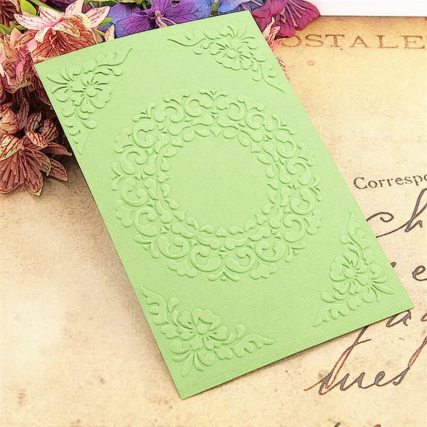 

10.5x14.8cm Romantic wreath folders Plastic bump Scrapbooking DIY Template Fondant indentation Cake Photo Album Card Make