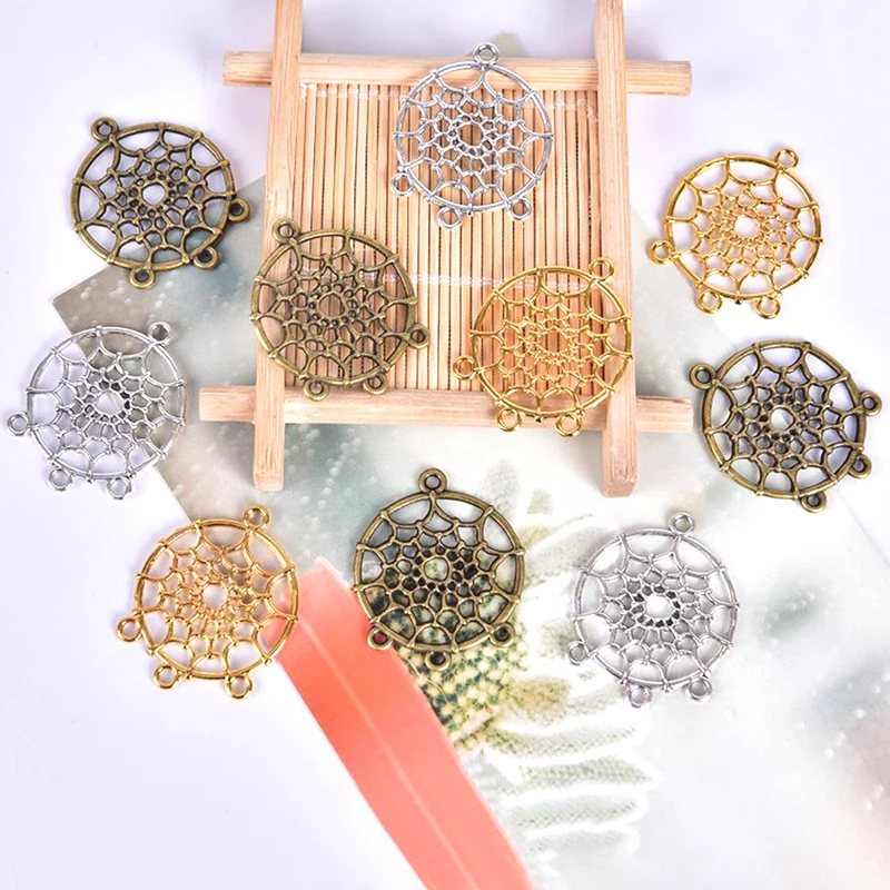 

10Pcs/Set Vintage Pretty Dream Catcher Charm Pendants Connectors For DIY Jewelry Finding