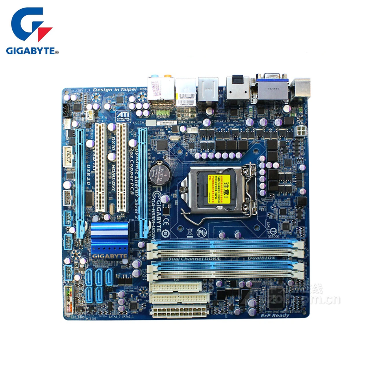 Gigabyte 100% оригинальная материнская плата LGA 1156 DDR3 16G H55 настольная SATA II используется
