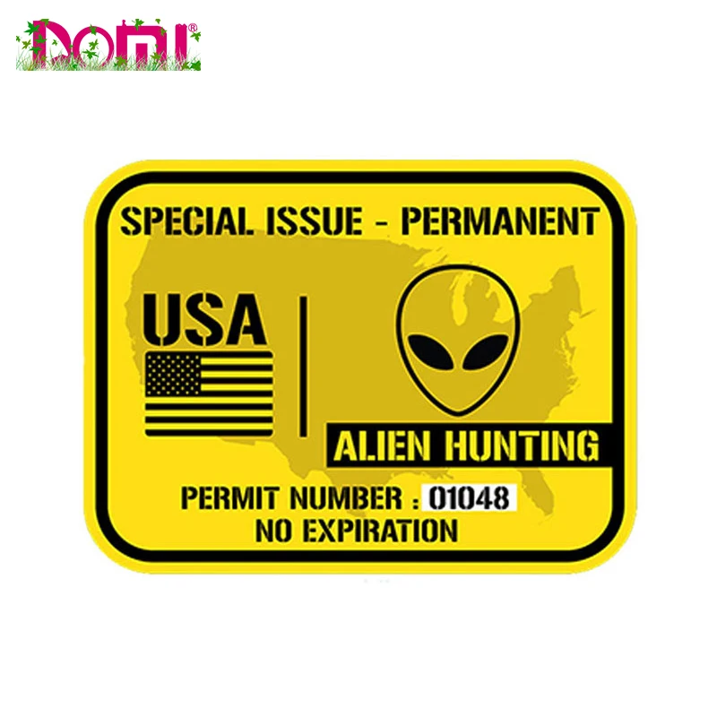 

United States Alien Hunting Permit Sticker Windshield Bumper Motocross Racing Laptop Trunk Wall Vinyl Decal Waterproof PVC