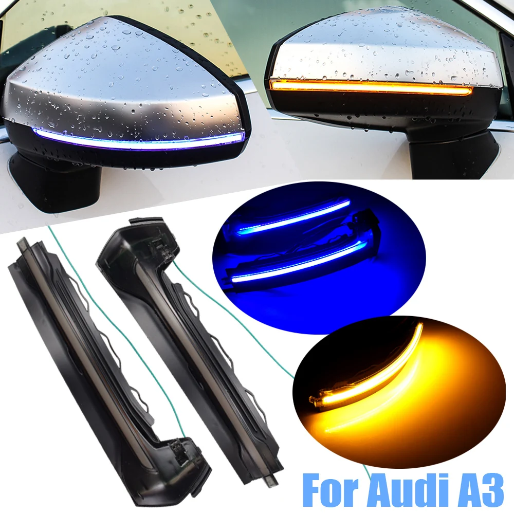

2pcs Dynamic Turn Signal Light LED Side Rearview Mirror Sequential Indicator Blinker Lamp For Audi A3 8V 2013-2020