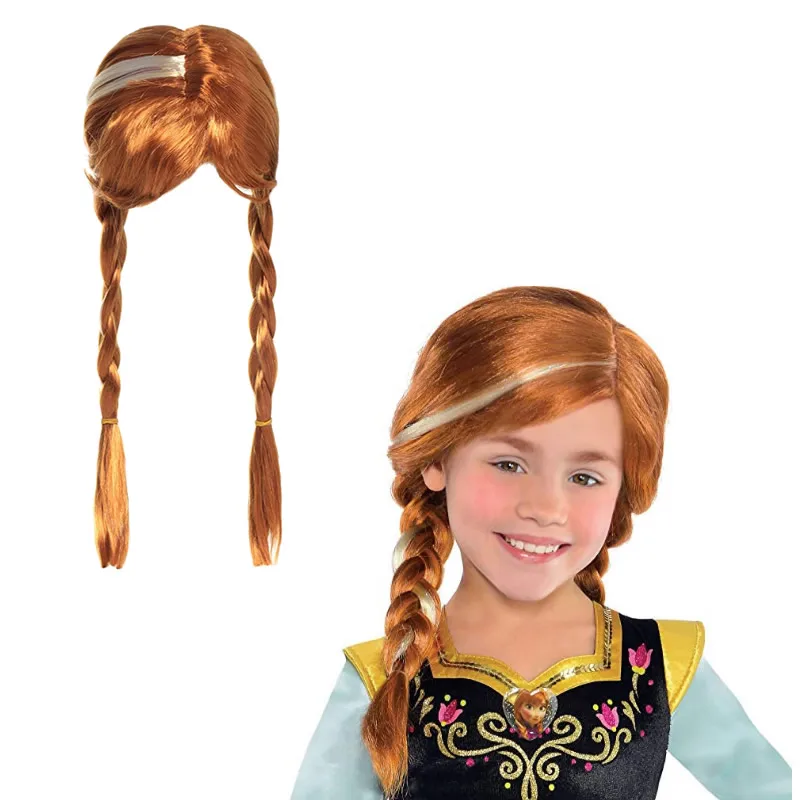 

Girls Princess Dress up Accessories Headgear Synthetic Hair Aladdine Elsa Wig Mermiad Braid Descendant 3 Mal Evie Cosplay Wigs
