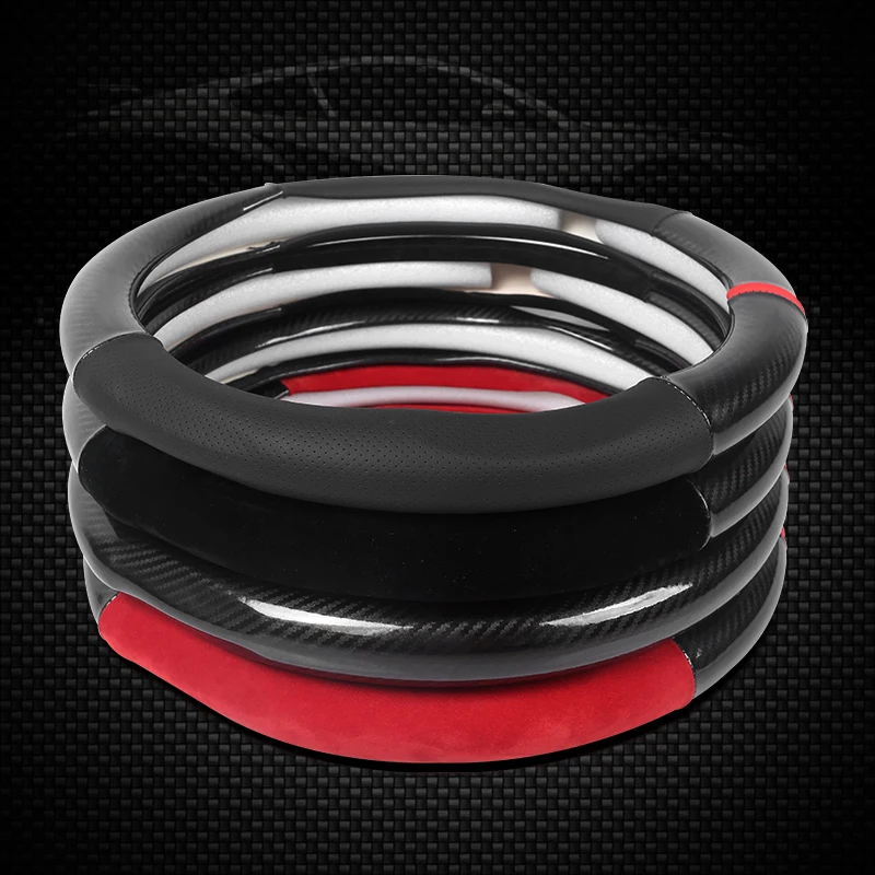 

38CM Car Steering Wheel Cover Genuine Leather Carbon Fibre for BMW X1 X2 X3 X4 X5 X6 X7 e36 e39 e46 e53 e60 e63 e82 e87 e90 e91