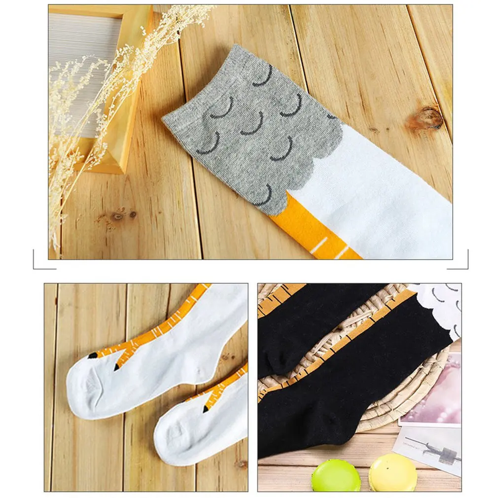Теплые хлопковые Гольфы модная курица для девочек забавные носки с принтом