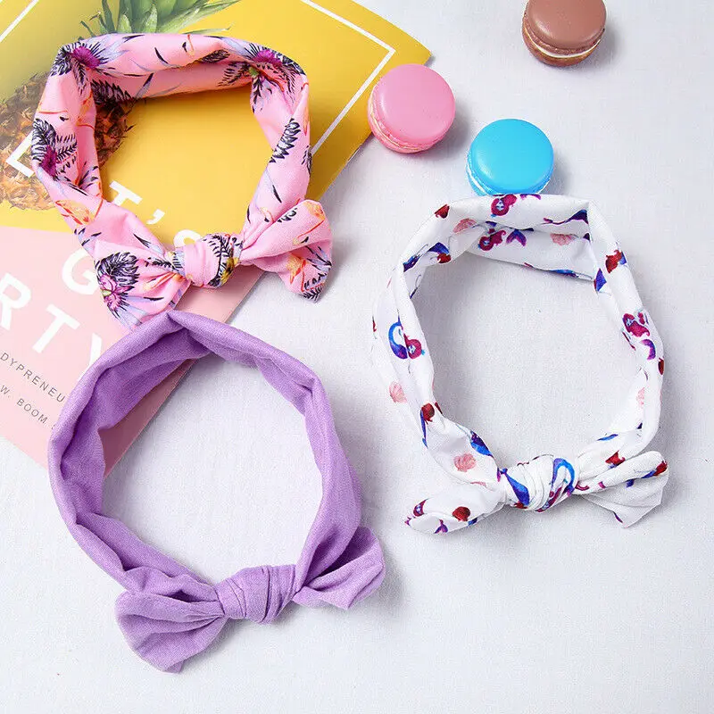 

Girls Kids Baby Cotton Bow Hairband Headband Sweet Turban Knot Head Wrap 3PCS
