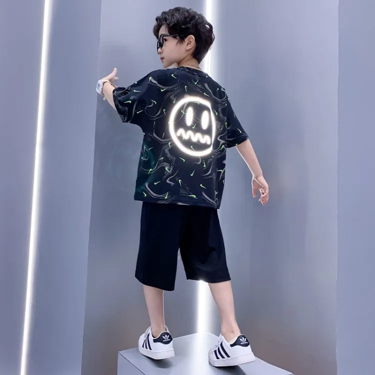 

Детская одежда, летние костюмы для мальчиков, новинка 2021, красивый летний детский костюм из двух предметов в Корейском стиле