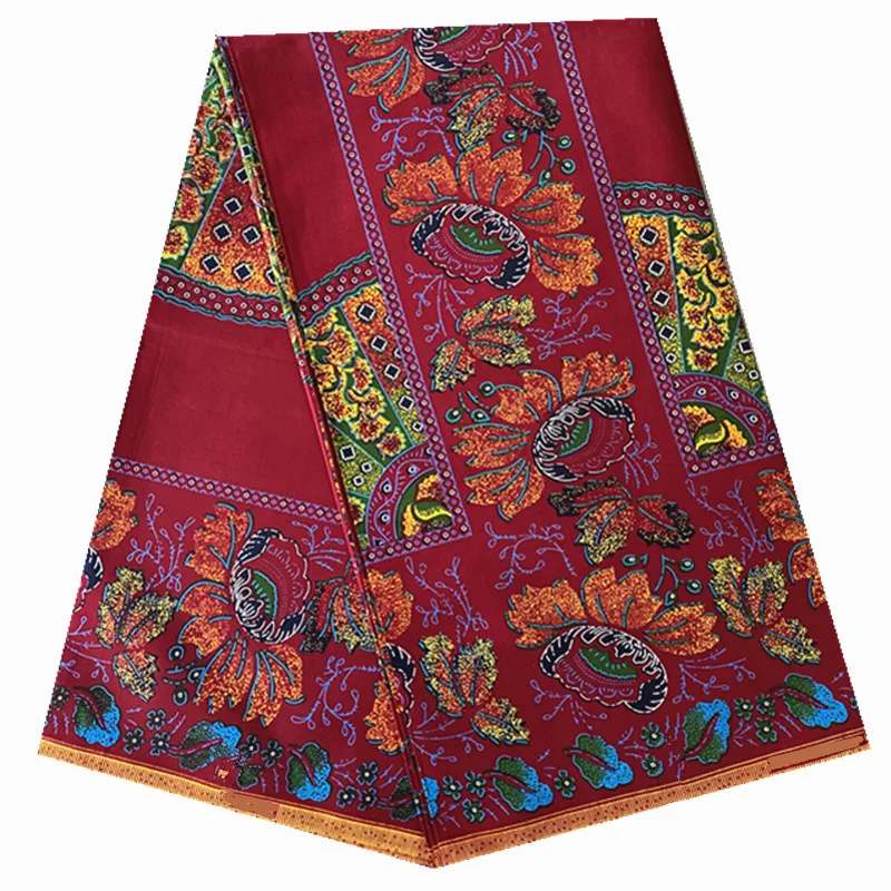 

Hot Sale Pagne African 100% Cotton High Quality African Print Wax Fabric Soft Real Wax 6Yards/Lot For Women Dress NN1222-1