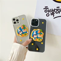 3d cute epoxy rabbit carrot phone case for iphone 12 11 pro max case se xr xs max 7 8 plus transparent soft tpu glitter cover