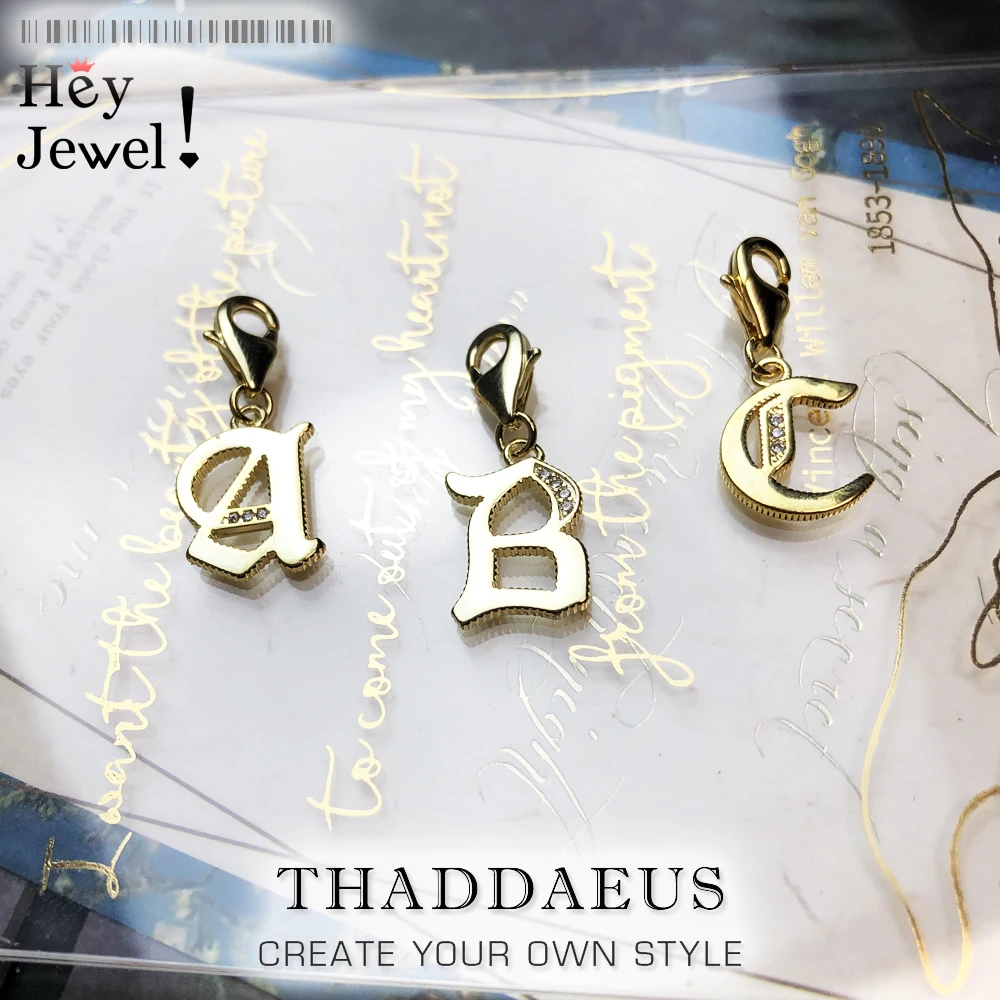 

Aliphabet Letters Vintage Charm For Women Men Vintage 925 Sterling Silver Golden Gift Jewelry Fit Bracelet Necklace Phone Chain