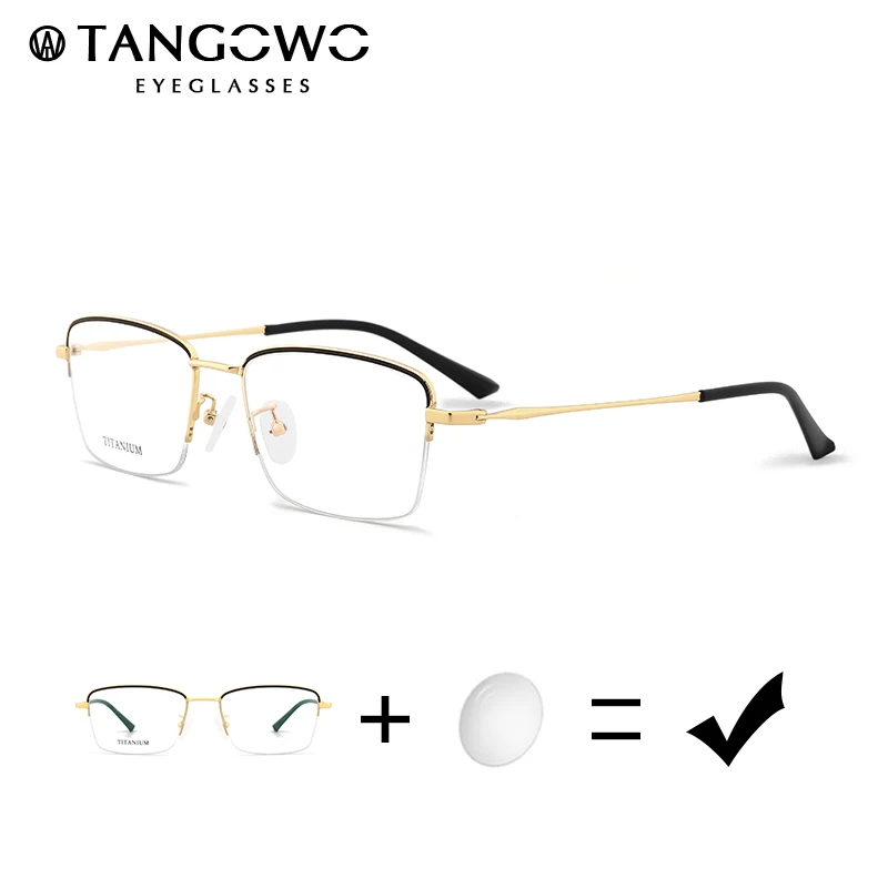 TANGOWO мужские полуоправы по рецепту очки титановая оправа для очков ультралегкие