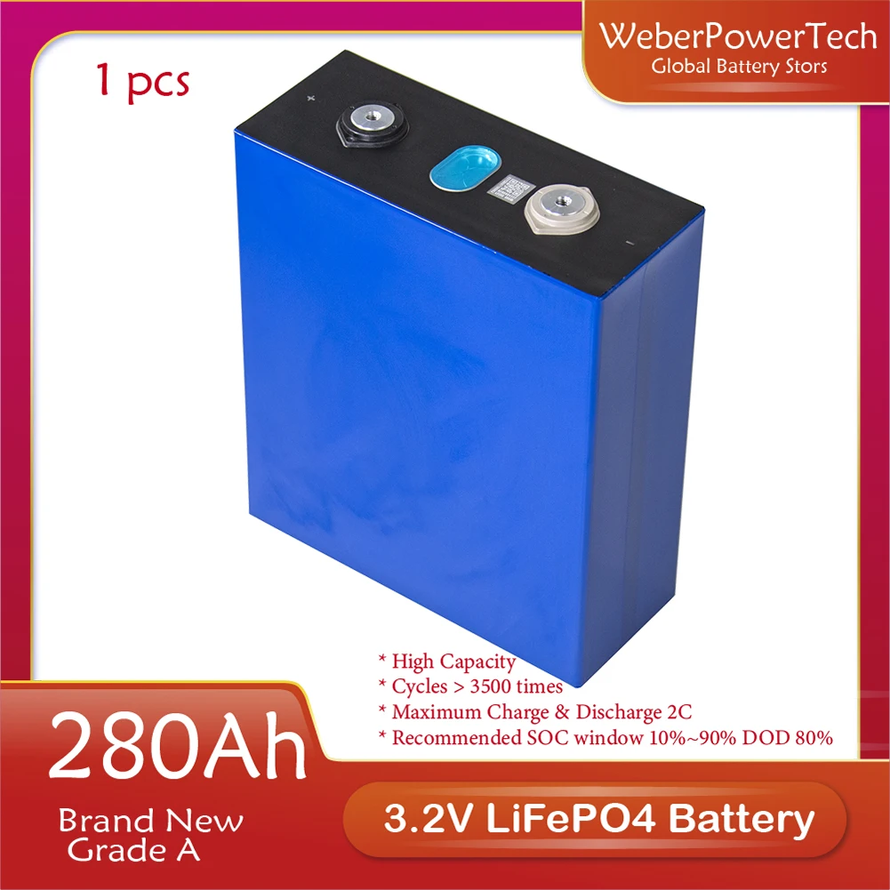 

3.2V 310Ah Cell BRAND New 48V Lifepo4 320Ah Battery Grade A DIY 12V 24V 280Ah Rechargeable Battery Pack US EU Tax Free Busbar