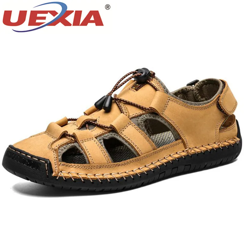 Мужские уличные сандалии UEXIA повседневные классические пляжные из натуральной