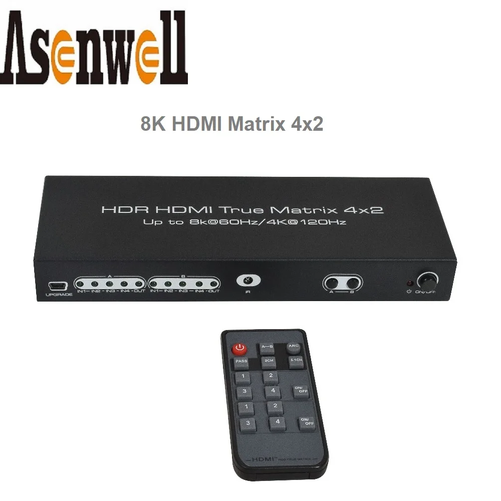 8K 60 Гц HDR UHD HDMI матрица 4x2 Dolby версия 48 Гбит/с CEC ARC 7680x4320P сплиттер переключатель 4 в 2
