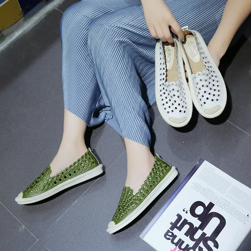 Женская обувь коллекция 2019 года туфли на плоской подошве Новинка летняя дышащая