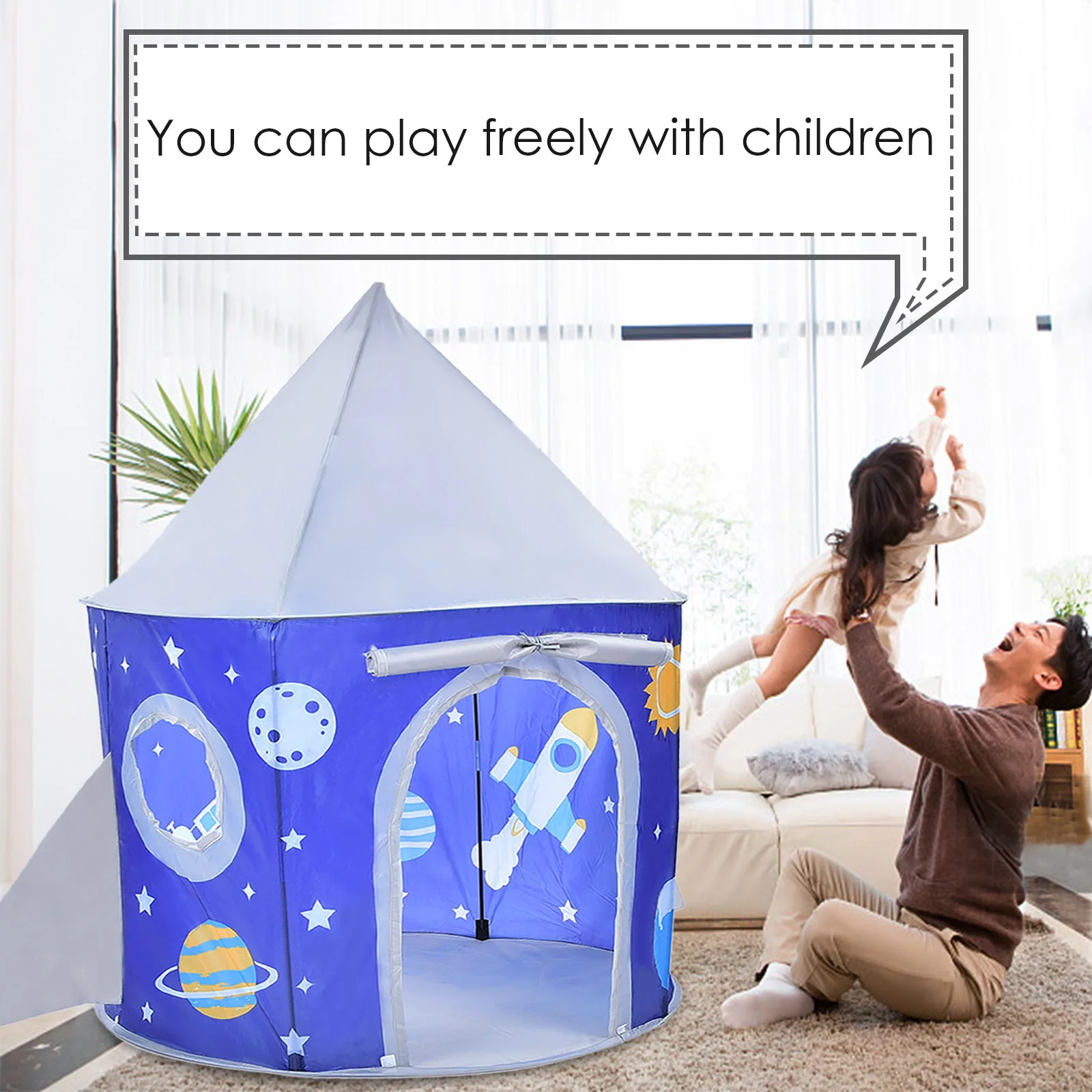 Portable Foldable Tent Game Toy Room Space Star Pattern Kid Yurt Gift Accessory(Space ) |