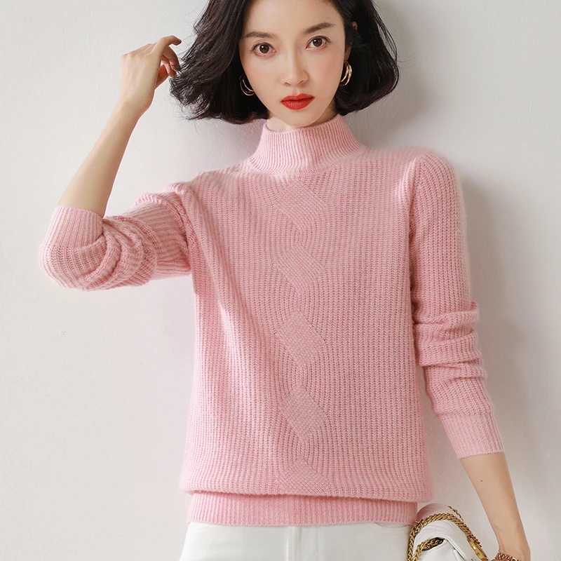 thick cashmere brown top knitted sweater oversize blouses turtle neck ladies tops long sleeve pullovers blouse women jumper wool