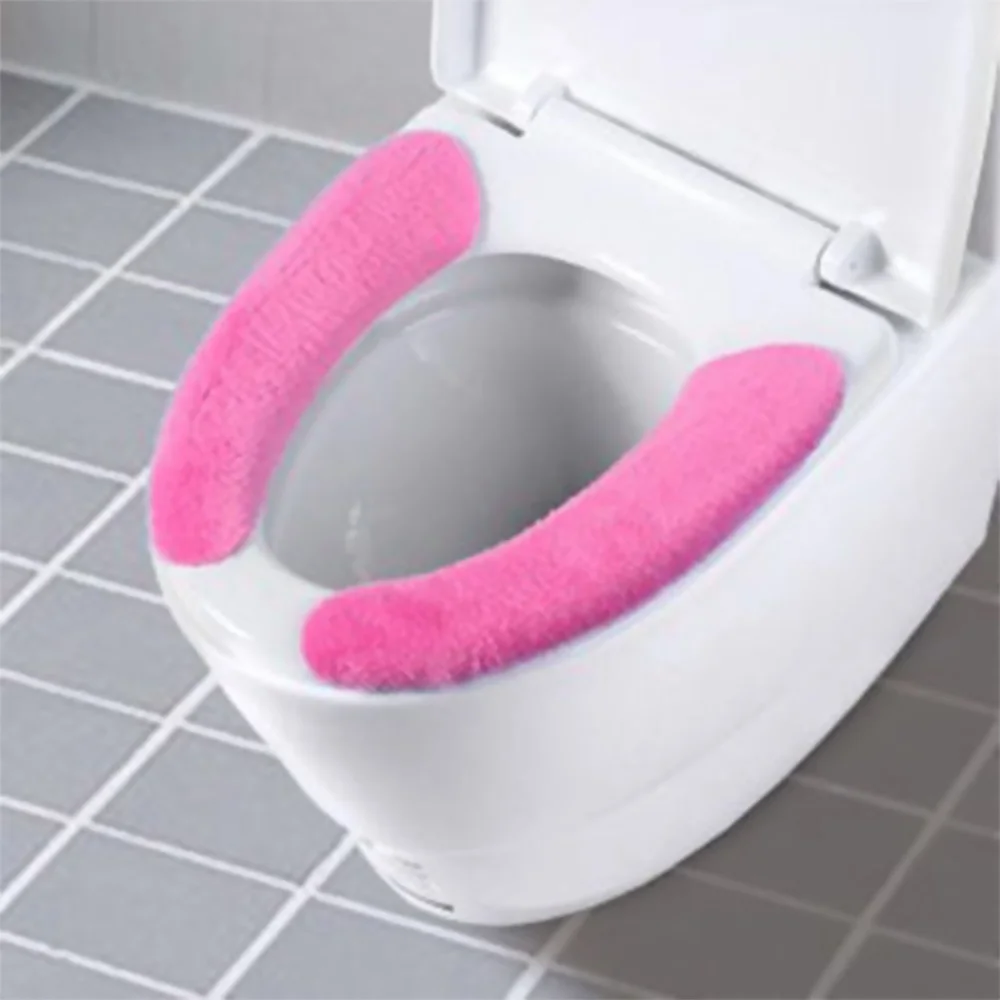 

1Pair Portable Reusable Warm Plush Toilet Seat Filling Washable Bathroom Mat Seat Cover Health Sticky Pad Household