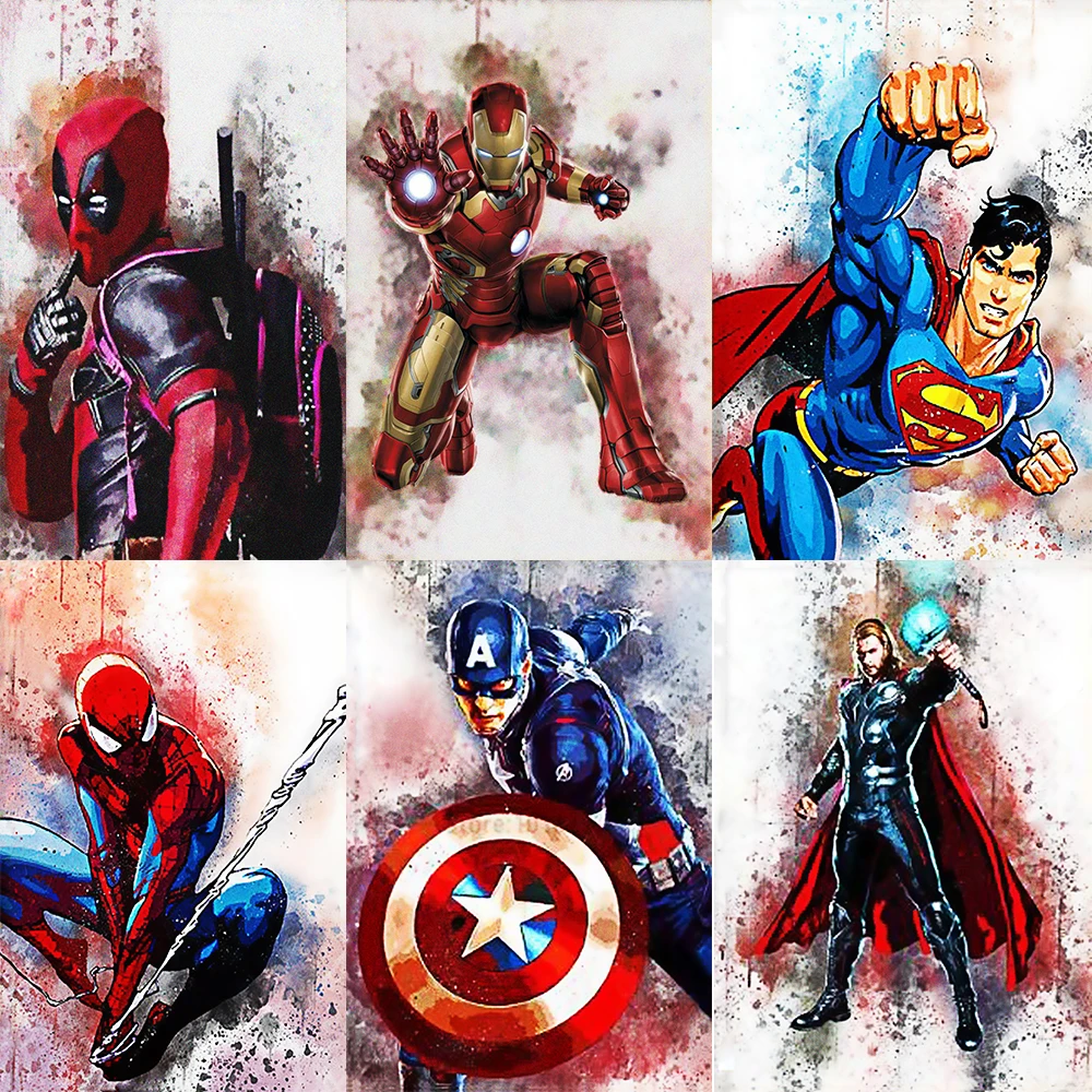 

Diamond Mosaic 5DIY Diamond Painting Disney Spiderman Captain America Cross Stitch Full Square Diamond Embroidery Decor Painting