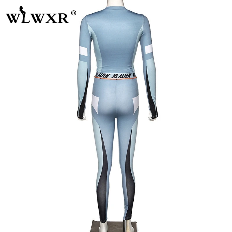 Клубные наряды WLWXR укороченный Топ с длинным рукавом и штаны высокой талией