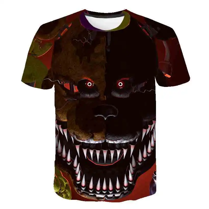 Детская футболка от 3 до 14 лет с 3D принтом Five Nights at Freddys модные футболки короткими