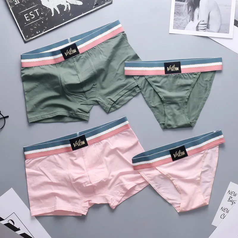 Комплект нижнего белья для пар хлопковые шорты-боксеры кружевные трусы удобное