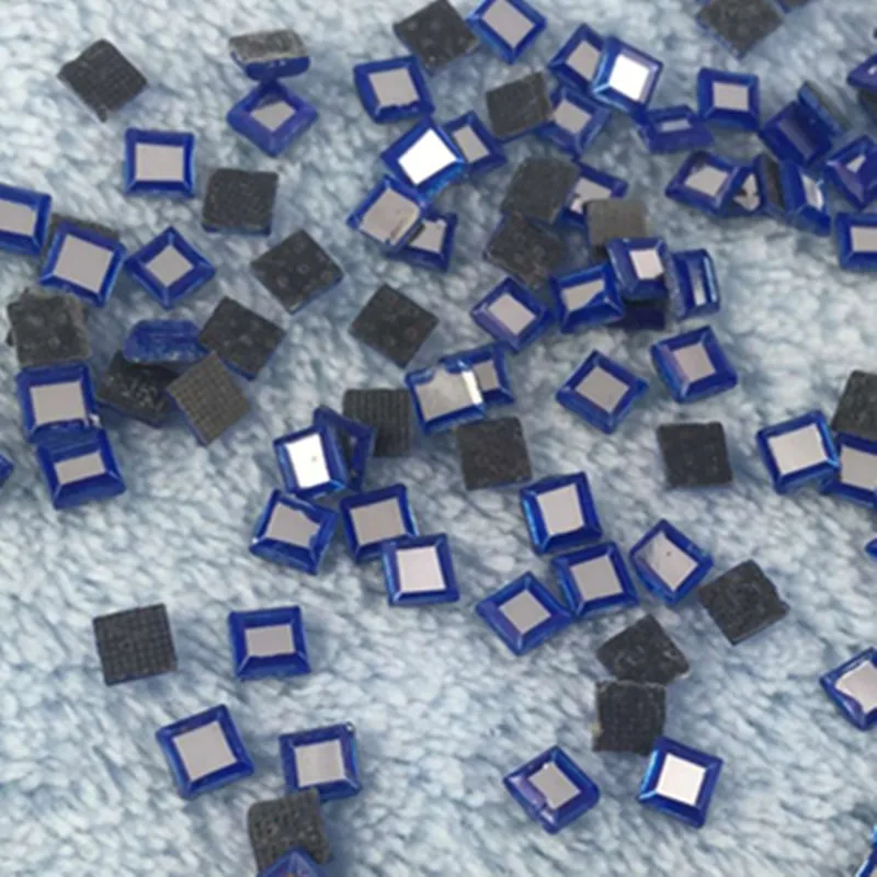 Зеркальные синие Квадратные бусины с плоской задней поверхностью 300 1440 шт. S4 * 4