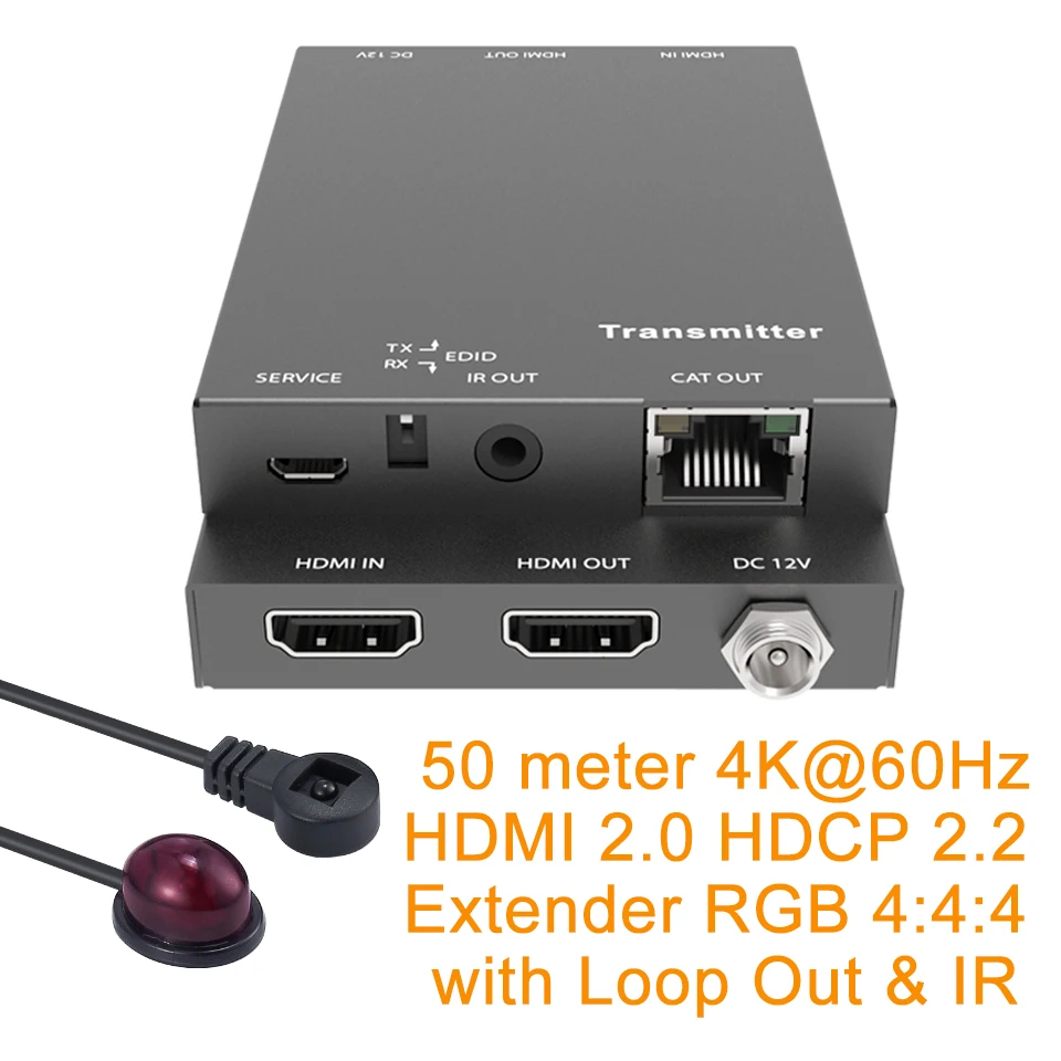 4K 60Hz HDMI 2,0 удлинитель 50 м Поддержка 18 Гбит/с& Петля выход HDMI удлинитель с ИК 4K HDMI к RJ45 удлинитель передатчик приемник