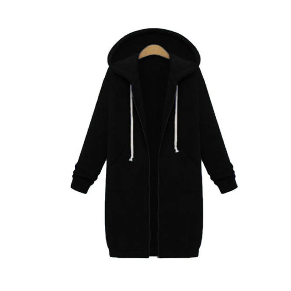 Повседневное свободное Женское пальто на молнии с длинным рукавом из