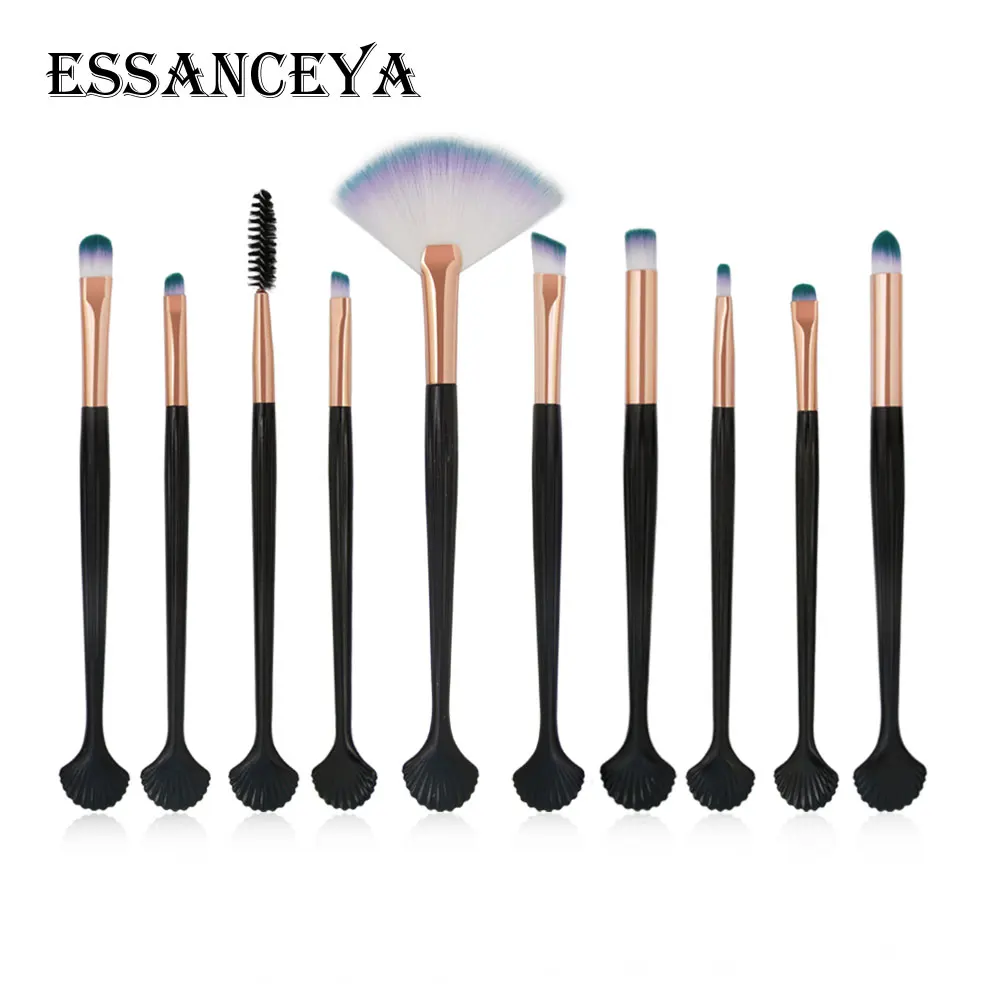 10PCS ESSANCEYA 6-18 шт. набор кистей для макияжа, Тональная основа, пудра, румяна, тени для век, подводка для глаз, губ, косметический набор кистей для макияжа, инструменты - Handle Color: 10PCS