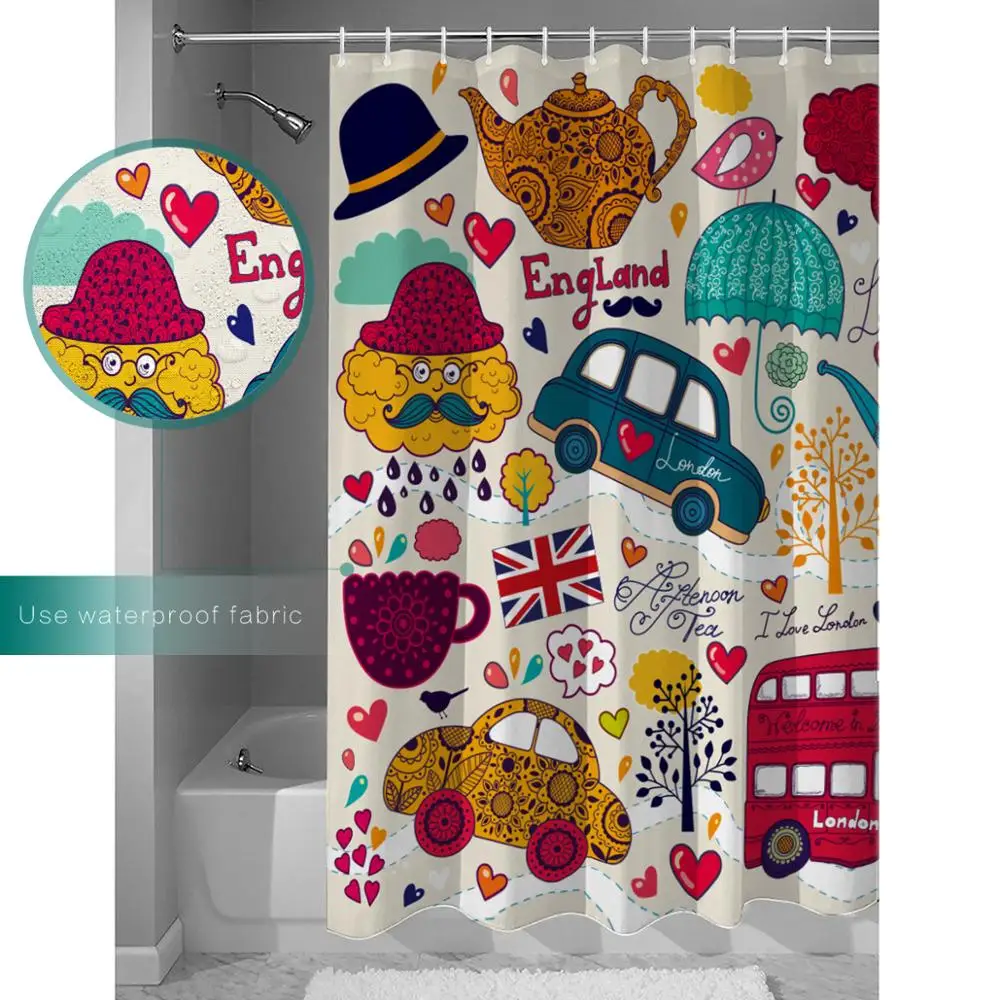 Ретро занавес для душа декор с изображением парика Ambesonne красочные символы