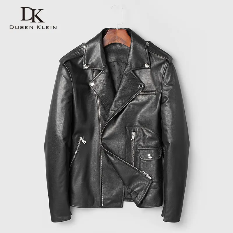 

Genuine Leather Men Jacket Real Sheepskin Jackets Casual Short Black Pockets 2021 Autumn New Jacket for Man C7118