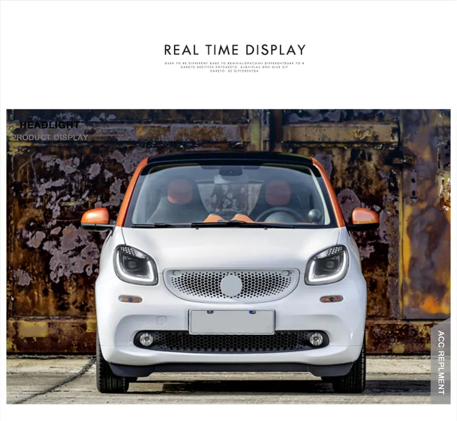 2 шт. светодиодный фары для Benz Smart- светодиодный Автомобильные фары ангельские глазки комплект ксеноновых фар, Высокопрочная конструкция протовотуманная подсветка Габаритные огни