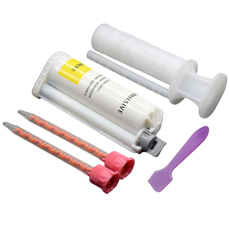 

Acrylic Glue 10:1 White Structural Adhesives 50ml AB Glue with Mixing Nozzle for Wood Stone Metal Ceramic Glass Splicing Glueing