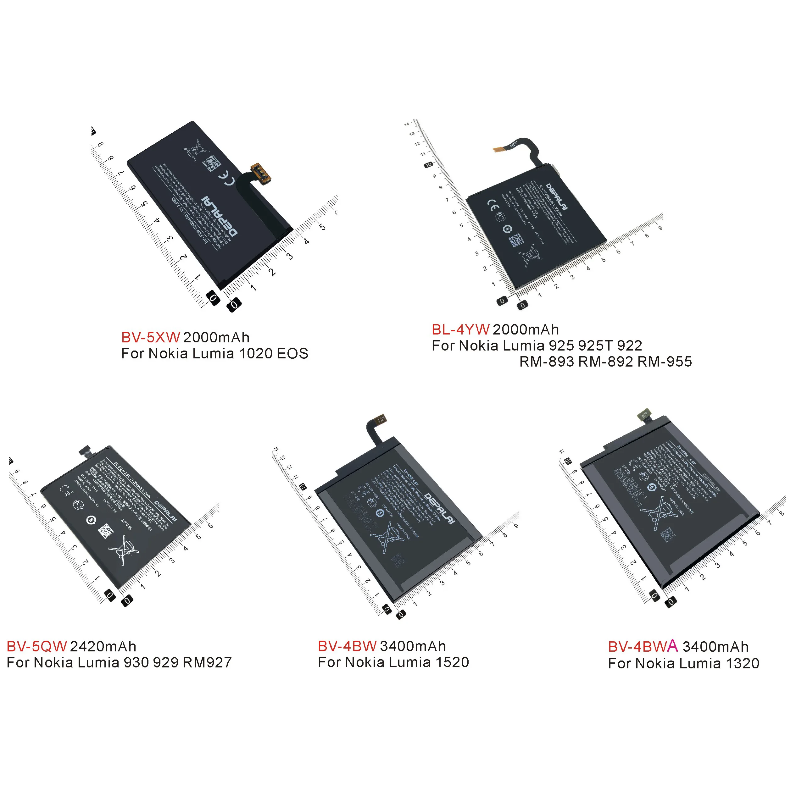 

BL-4YW BV-4BW BV-4BWA BV-5QW BV-5XW Battery For Nokia 925 1020 922 RM-893 RM-892 RM-955 1520 1320 930 929 RM927 mobile battery