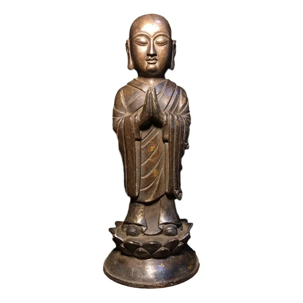

LaoJunLu Pure Copper Buddha Statue And Monk Height 24Cm Imitation antique bronze masterpiece collection of solitary Chinese