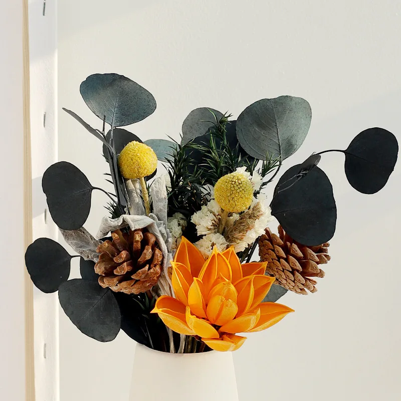 

1 Bunch Kapok Pine cones Popcorn Combination Bouquet High Quality Gift Home Room Bedroom Decoration DIY Arrangement