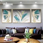Алмазная вышивка с мечтательными перьями, декор для гостиной, картина 5D сделай сам, Триптих, Набор для вышивки крестиком, квадратные круглые сверла