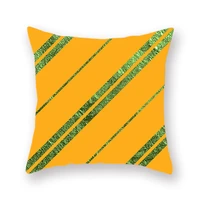 gold pattern double sided polyester fluffy pillowcase stripe symbol printed cushion cover home bed yellow green decoration