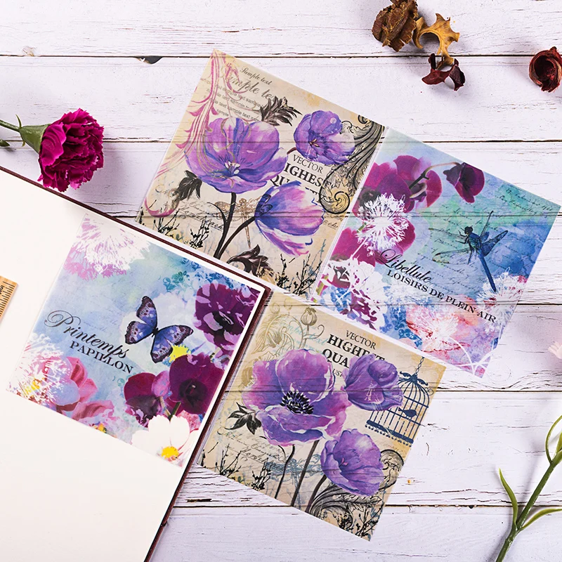 8 цветов птица цветок бархат бумажный узор упаковка для скрапбукинга счастливый