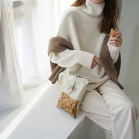 turtle neck cashmere sweater women korean style loose warm knitted pullover 2021 winter outwear lazy oaf female jumpers