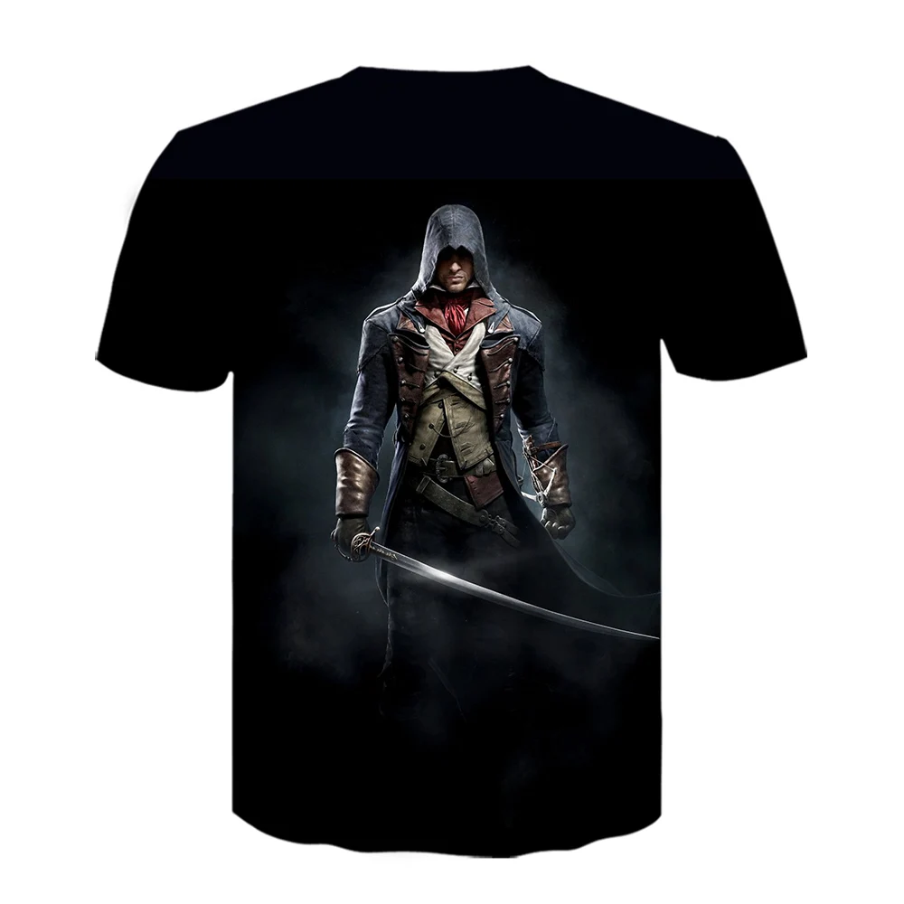 Повседневная мужская Assassins Creed футболка Веселая футболка с короткими рукавами с 3D принтом летние футболки в стиле хип-хоп белая рубашка мужские рубашки