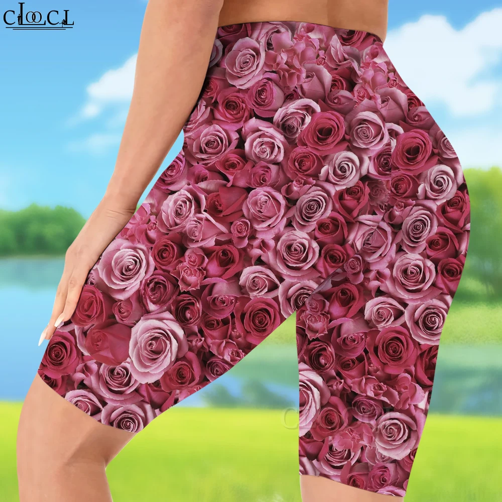 CLOOCL леггинсы с высокой талией шорты принтом розы в стиле ретро женские