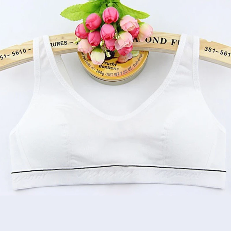 Women Teens Girl Cotton Push Up Sport Bra Wireless Solid Color Underwear Padded X3UE