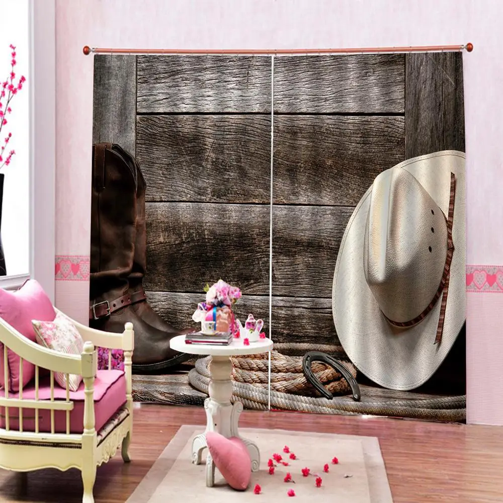 

retro woods curtains Customized size Luxury Blackout 3D Window Curtains Decoration curtains