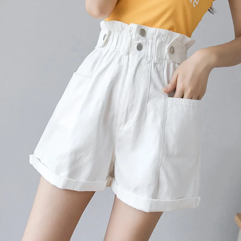 

2020 New Fashion Female Wide Leg Trousers Casual Loose Cotton Linen Women Shorts Black